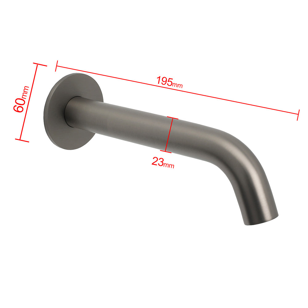 Gun Metal Grey Round Bathtub Spout Basin Curve Faucet Bubble Wall Mounted Outlet V1233-SP903GM