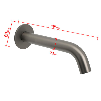 Gun Metal Grey Round Bathtub Spout Basin Curve Faucet Bubble Wall Mounted Outlet V1233-SP903GM