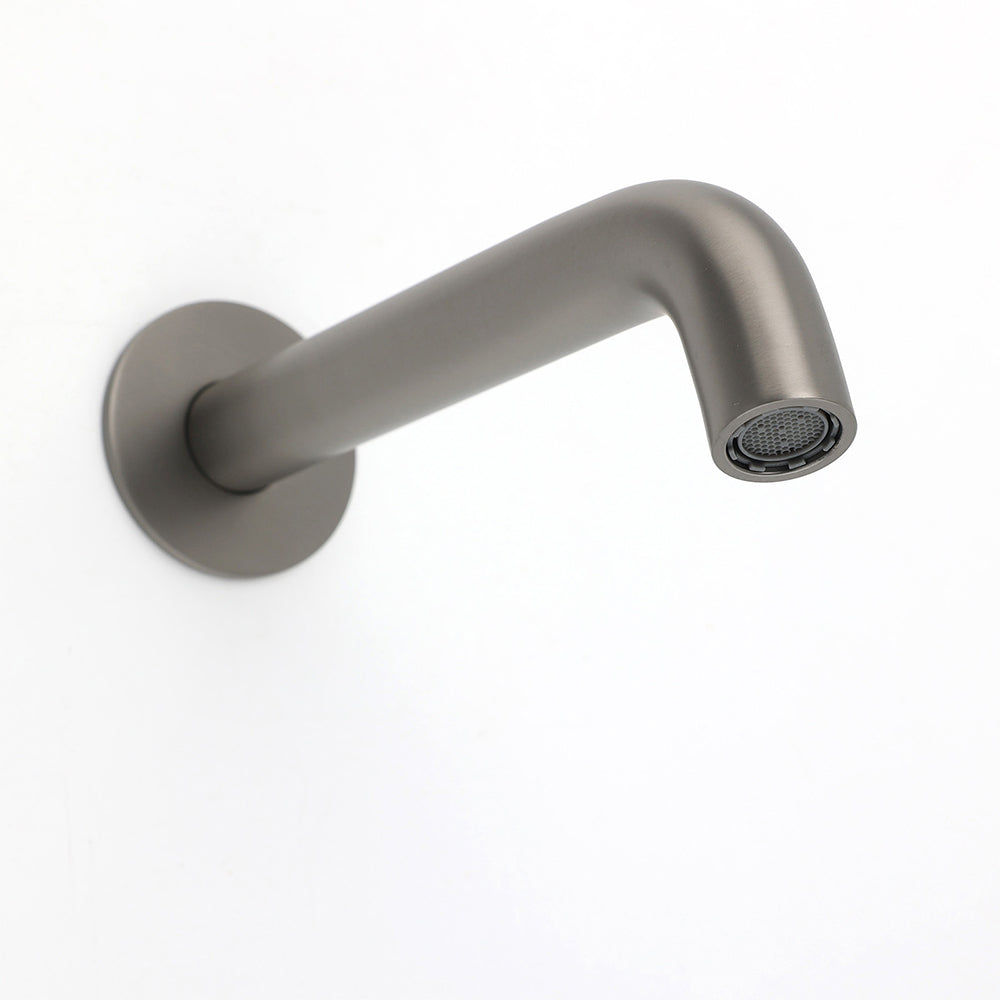 Gun Metal Grey Round Bathtub Spout Basin Curve Faucet Bubble Wall Mounted Outlet V1233-SP903GM