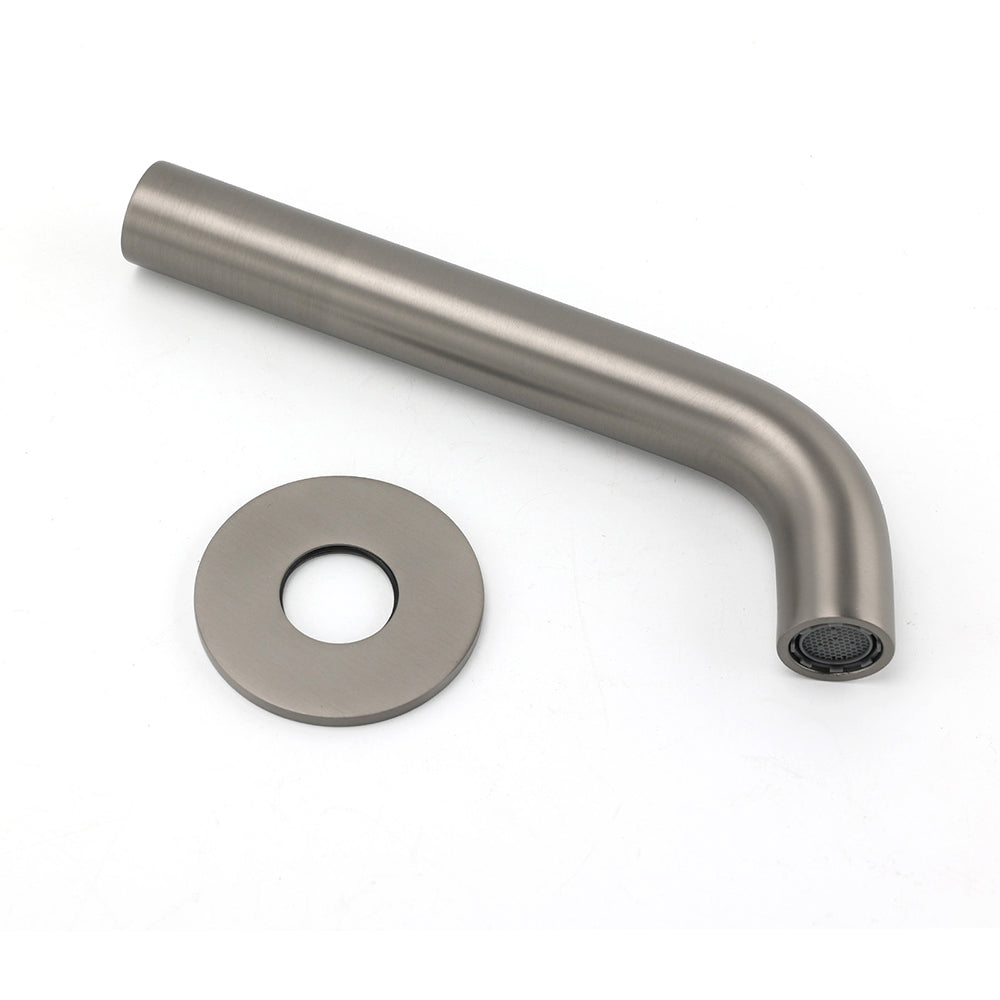 Gun Metal Grey Round Bathtub Spout Basin Curve Faucet Bubble Wall Mounted Outlet V1233-SP903GM