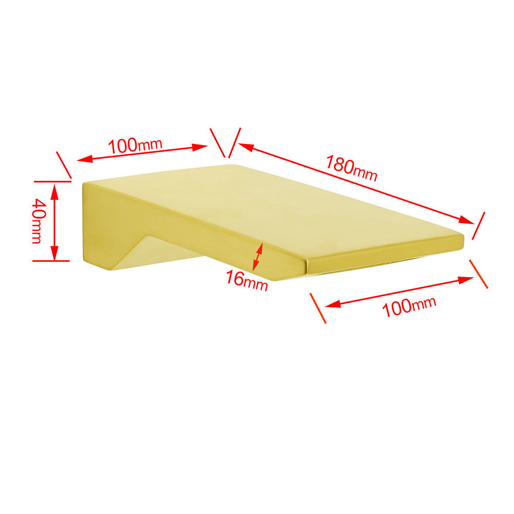 Brushed Gold Square Cubic Shower Bathtub Waterfall Spout Filler Outlet 1/2" End V1233-SP904BG