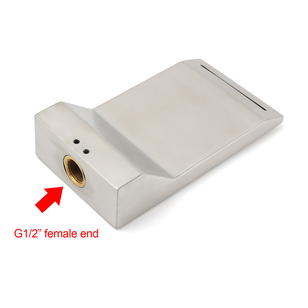 Brushed Nickel Square Cubic Shower Bathtub Waterfall Outlet Wall Mounted Spout V1233-SP904BN