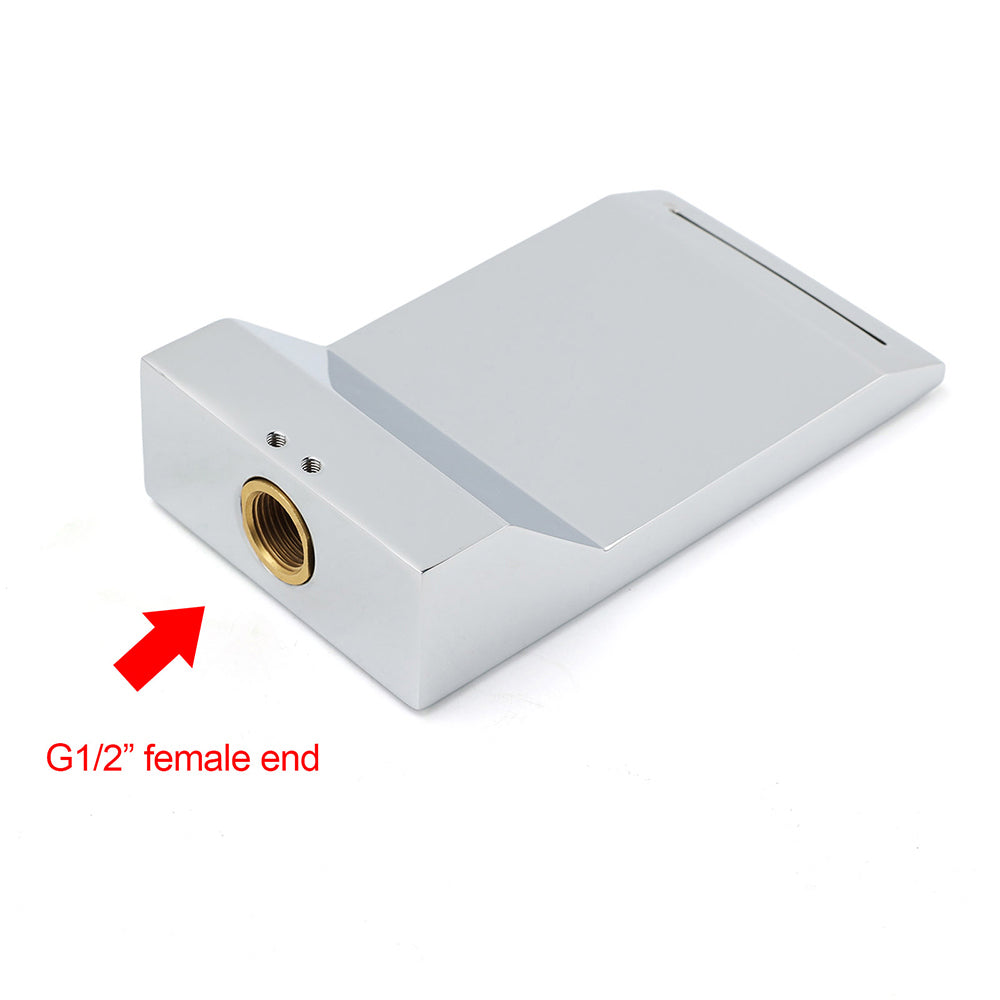 Chrome Square Shower Bath Tub Filler Waterfall Spout Faucet Outlet 1/2 Inch End V1233-SP904CR