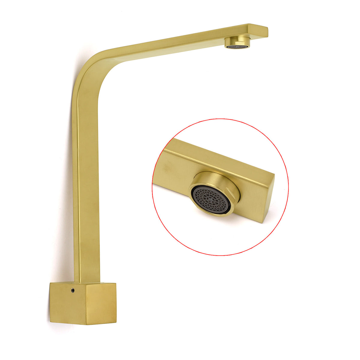 Brushed Gold Square Bathroom Spout Gooseneck Arm Bathtub Filler Tap Water Outlet V1233-SP910BG