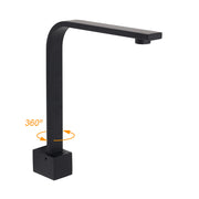 Black Gooseneck Arm High Rise Wall Mounted Bathtub Square Spout Water Outlet V1233-SP910BL