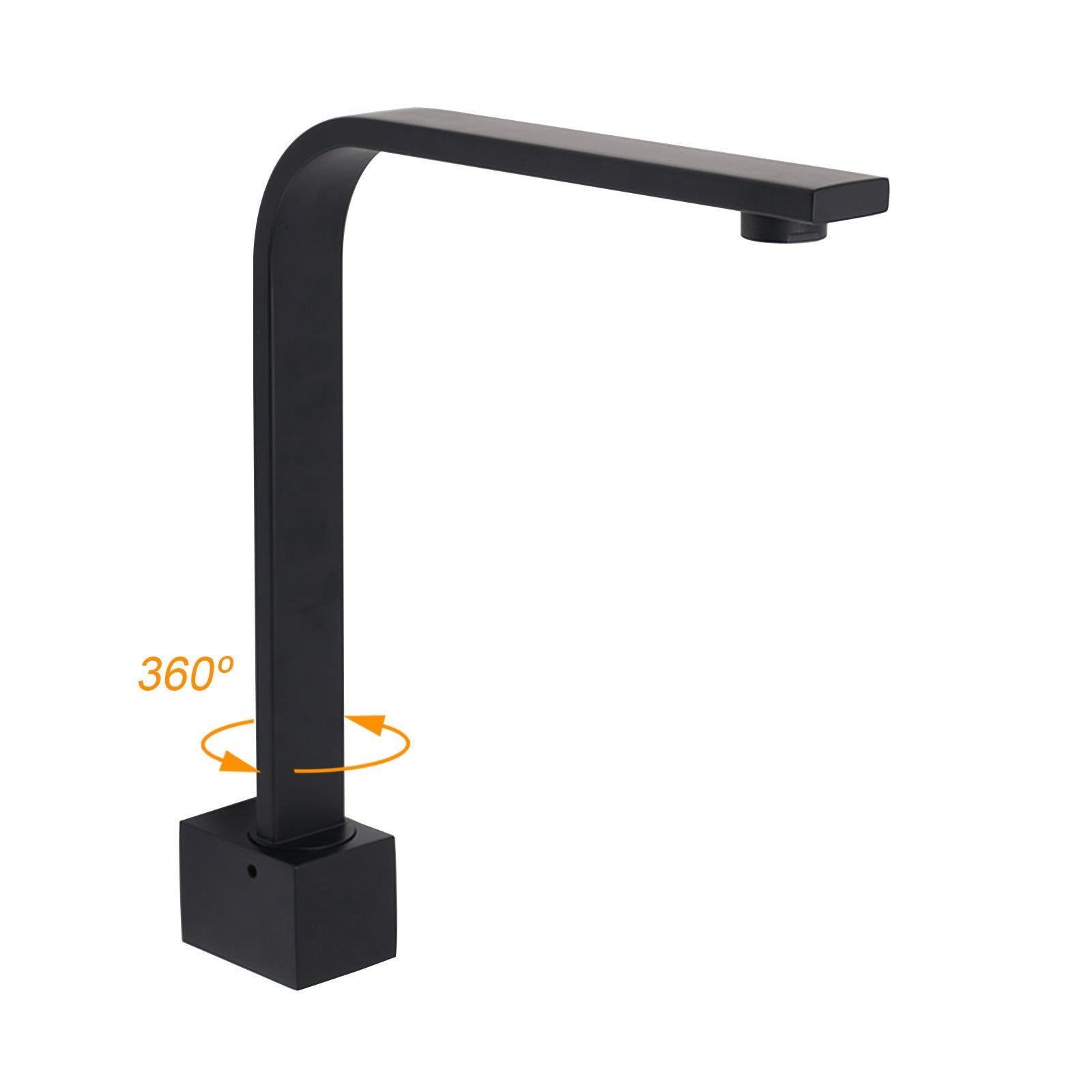 Black Gooseneck Arm High Rise Wall Mounted Bathtub Square Spout Water Outlet V1233-SP910BL