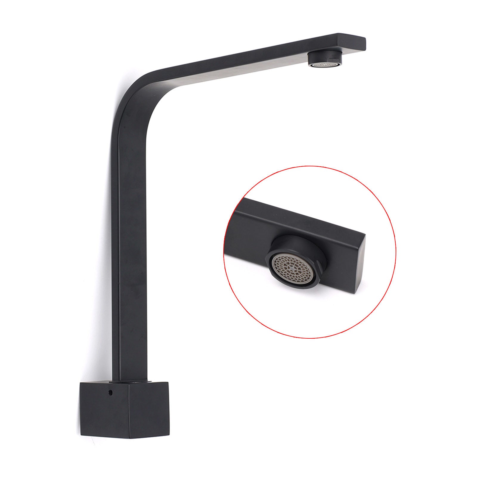 Black Gooseneck Arm High Rise Wall Mounted Bathtub Square Spout Water Outlet V1233-SP910BL
