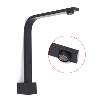 Black Gooseneck Arm High Rise Wall Mounted Bathtub Square Spout Water Outlet V1233-SP910BL