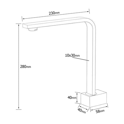 Black Gooseneck Arm High Rise Wall Mounted Bathtub Square Spout Water Outlet V1233-SP910BL