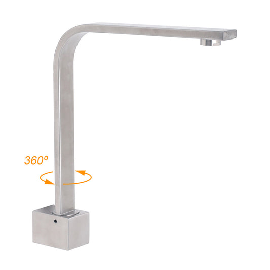 Brushed Nickel Square Spout Gooseneck Arm High Rise Bathtub Filler Water Outlet V1233-SP910BS