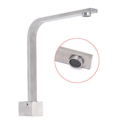 Brushed Nickel Square Spout Gooseneck Arm High Rise Bathtub Filler Water Outlet V1233-SP910BS