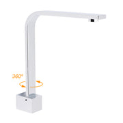Square Chrome Gooseneck Arm Wall Mounted Swivel Bathtub Spout Faucet Outlet Set V1233-SP910CR
