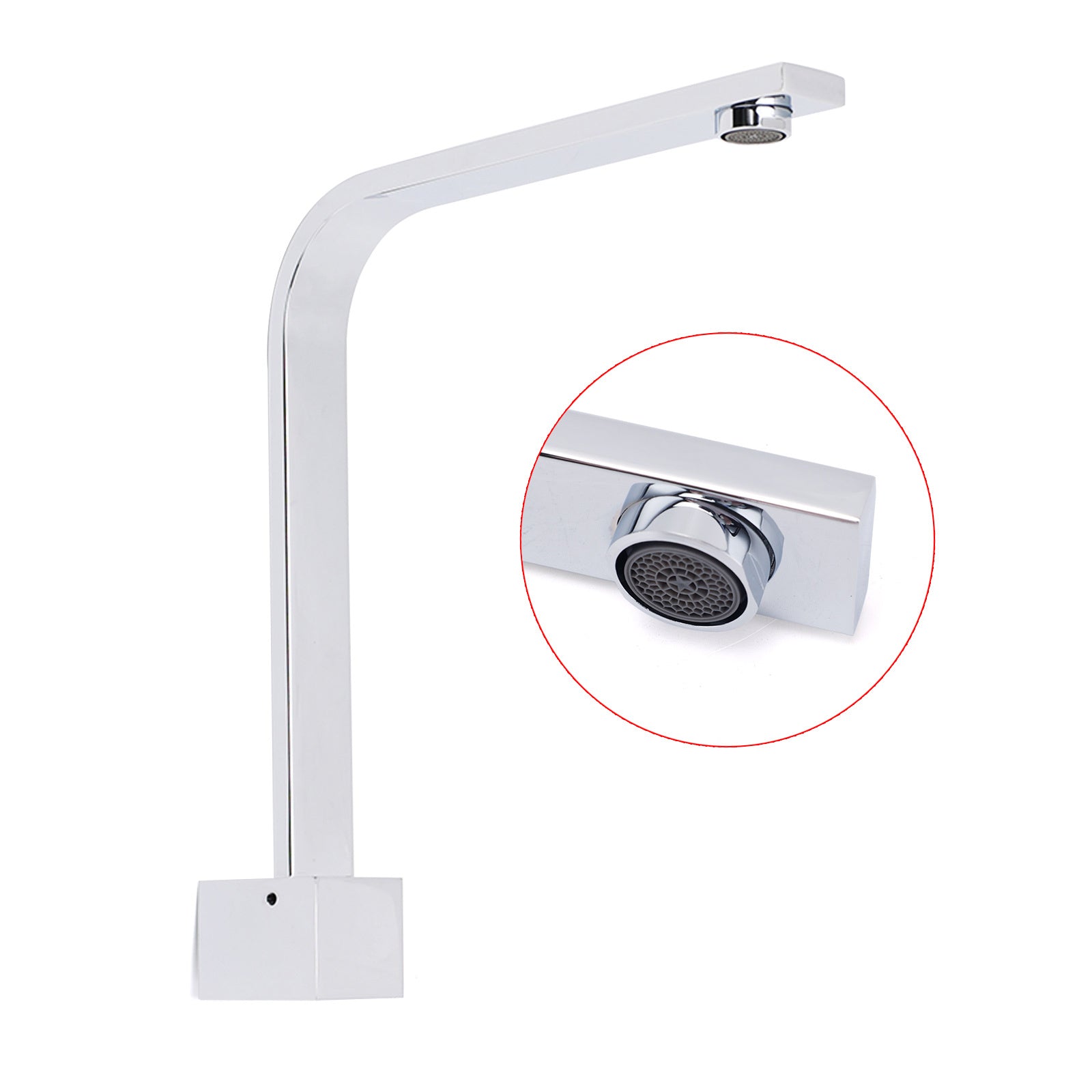 Square Chrome Gooseneck Arm Wall Mounted Swivel Bathtub Spout Faucet Outlet Set V1233-SP910CR