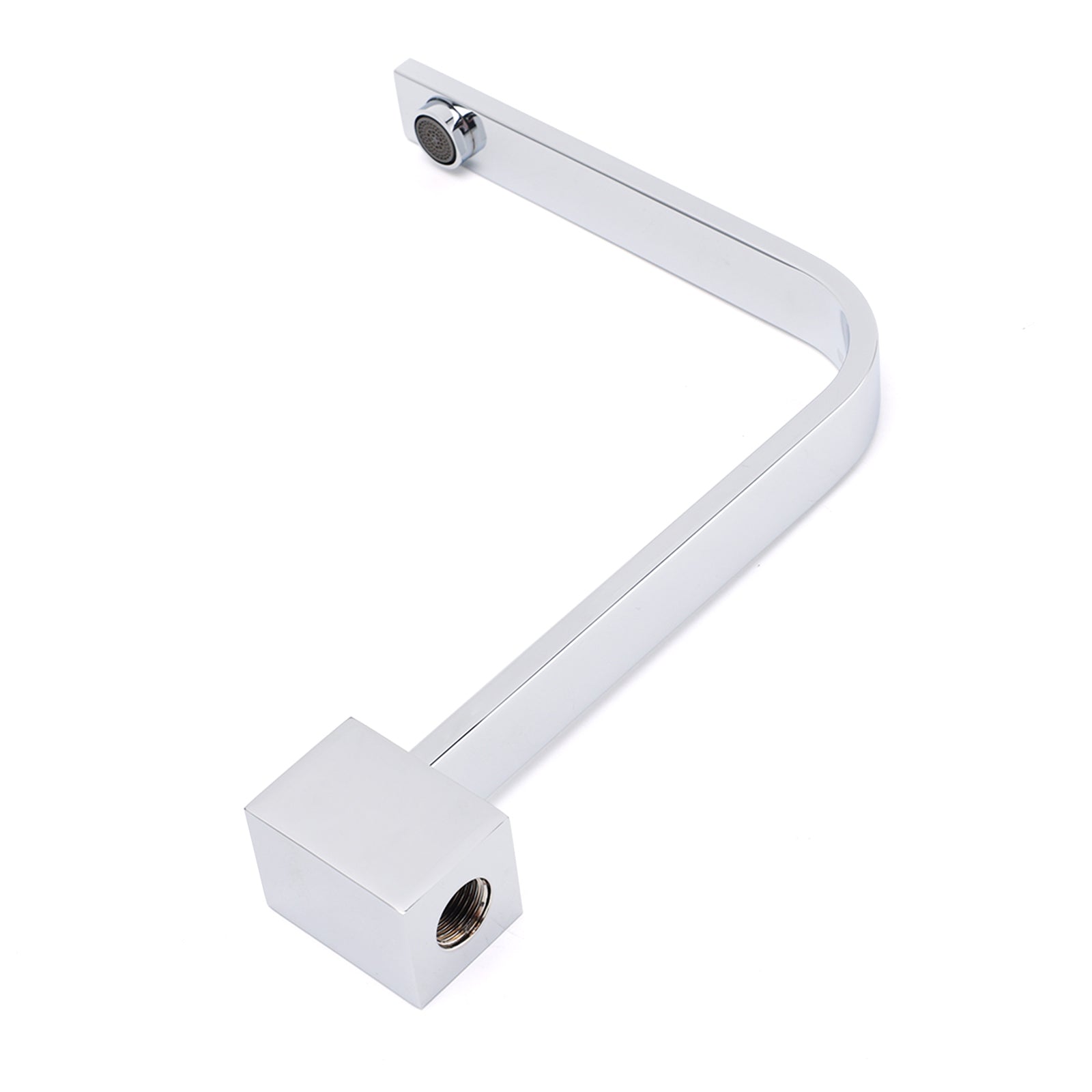 Square Chrome Gooseneck Arm Wall Mounted Swivel Bathtub Spout Faucet Outlet Set V1233-SP910CR