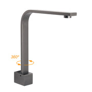 Gun Metal Square Bathroom Swivel Spout Gooseneck Arm Bathtub Filler Tap Outlet V1233-SP910GM