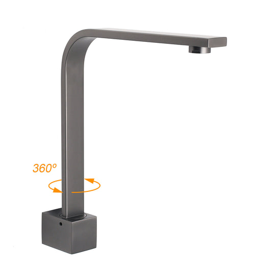 Gun Metal Square Bathroom Swivel Spout Gooseneck Arm Bathtub Filler Tap Outlet V1233-SP910GM