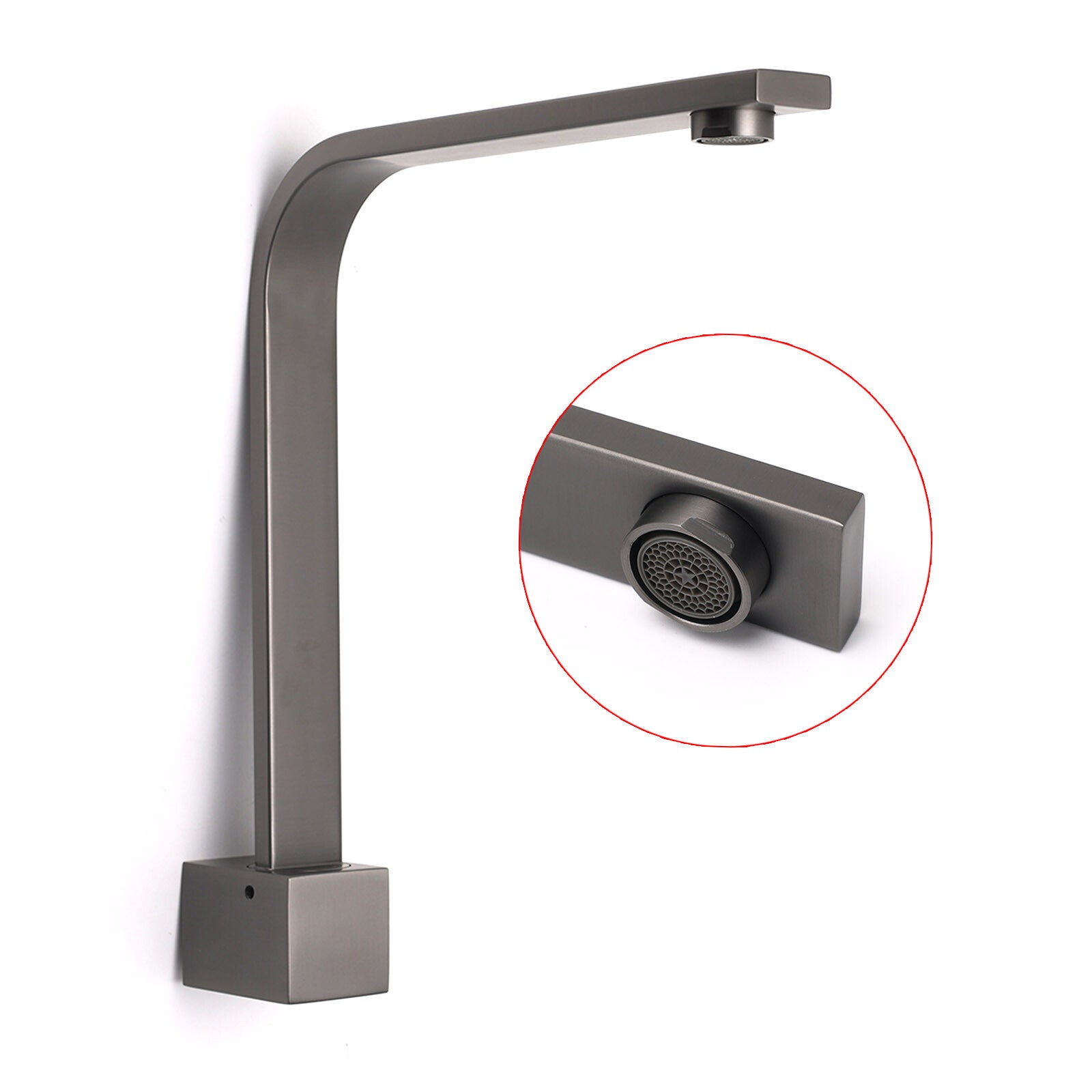Gun Metal Square Bathroom Swivel Spout Gooseneck Arm Bathtub Filler Tap Outlet V1233-SP910GM