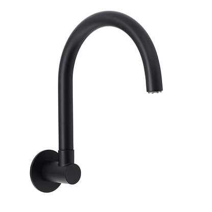Matt Black Round Gooseneck Arm Faucet Outlet Wall Mounted Bath Tub Filler Spout V1233-SP913BL