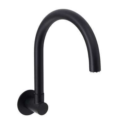 Matt Black Round Gooseneck Arm Faucet Outlet Wall Mounted Bath Tub Filler Spout V1233-SP913BL