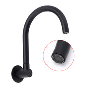 Matt Black Round Gooseneck Arm Faucet Outlet Wall Mounted Bath Tub Filler Spout V1233-SP913BL