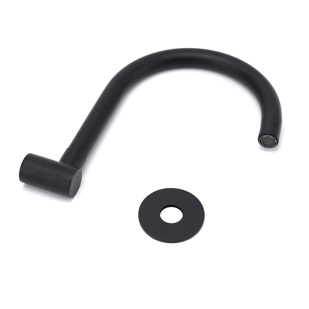 Matt Black Round Gooseneck Arm Faucet Outlet Wall Mounted Bath Tub Filler Spout V1233-SP913BL