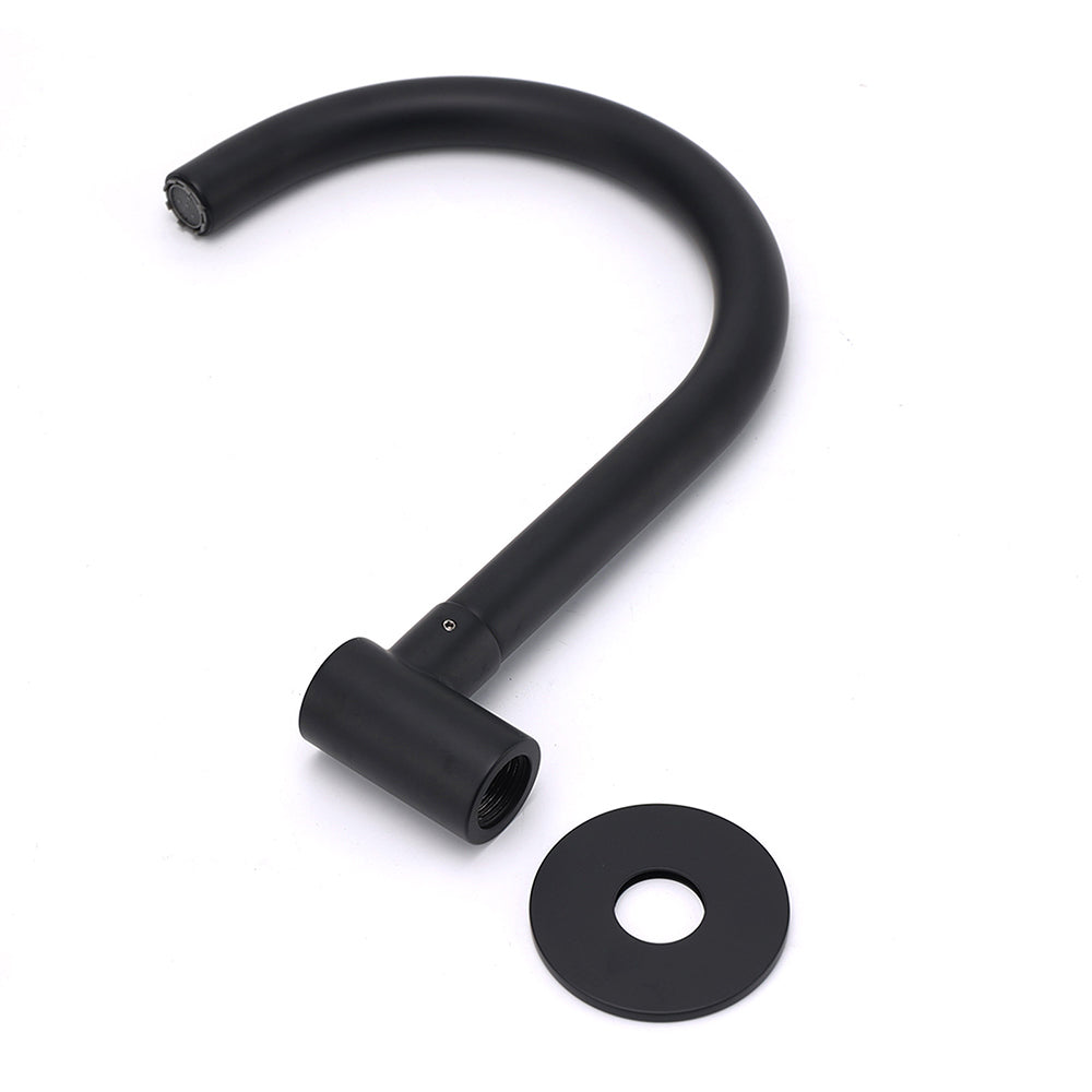 Matt Black Round Gooseneck Arm Faucet Outlet Wall Mounted Bath Tub Filler Spout V1233-SP913BL