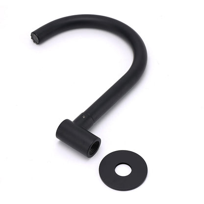 Matt Black Round Gooseneck Arm Faucet Outlet Wall Mounted Bath Tub Filler Spout V1233-SP913BL