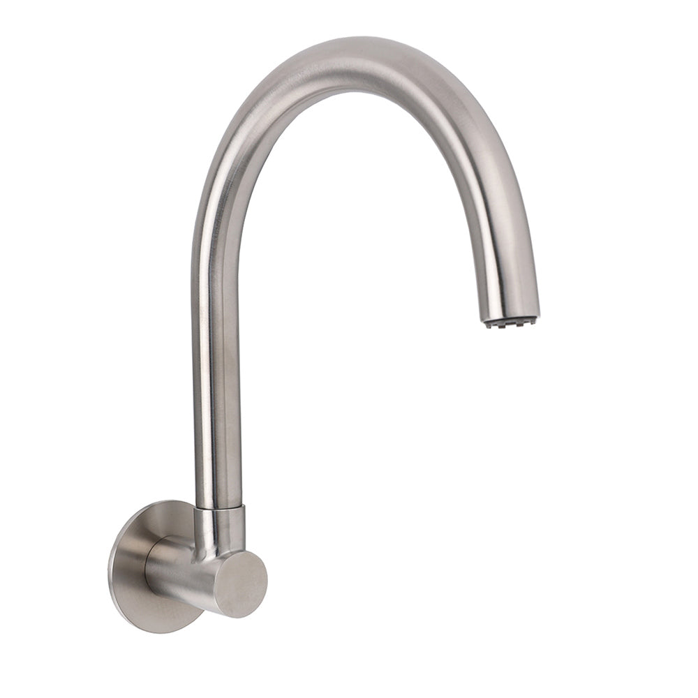 Brushed Nickel Round Gooseneck Arm Faucet Water Outlet Wall Mount Bathtub Spout V1233-SP913BS