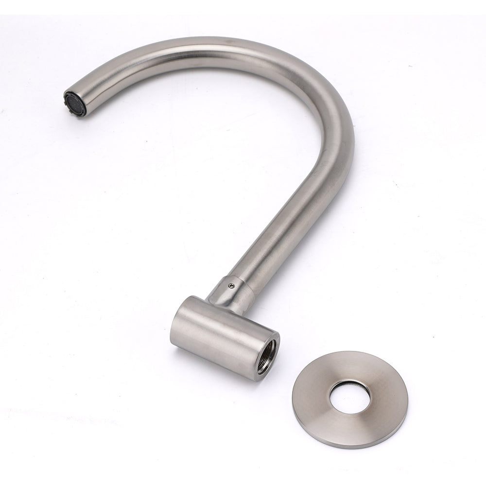 Brushed Nickel Round Gooseneck Arm Faucet Water Outlet Wall Mount Bathtub Spout V1233-SP913BS