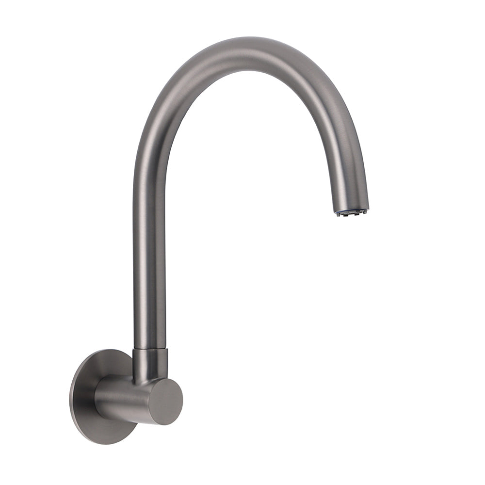 Gun Metal Bathroom Tub Filler Round Gooseneck Arm Faucet Water Outlet Wall Spout V1233-SP913GM