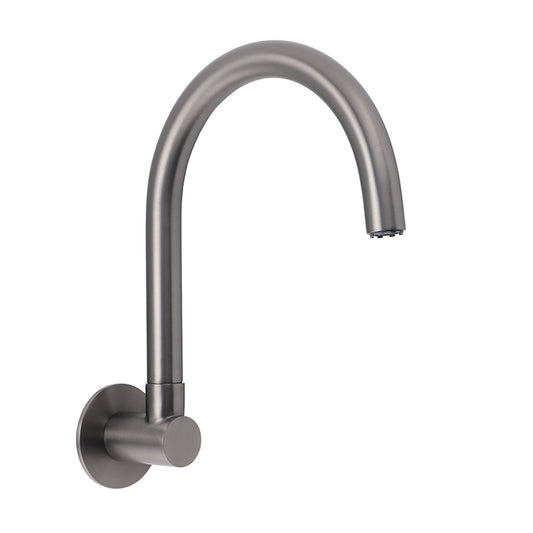 Gun Metal Bathroom Tub Filler Round Gooseneck Arm Faucet Water Outlet Wall Spout V1233-SP913GM