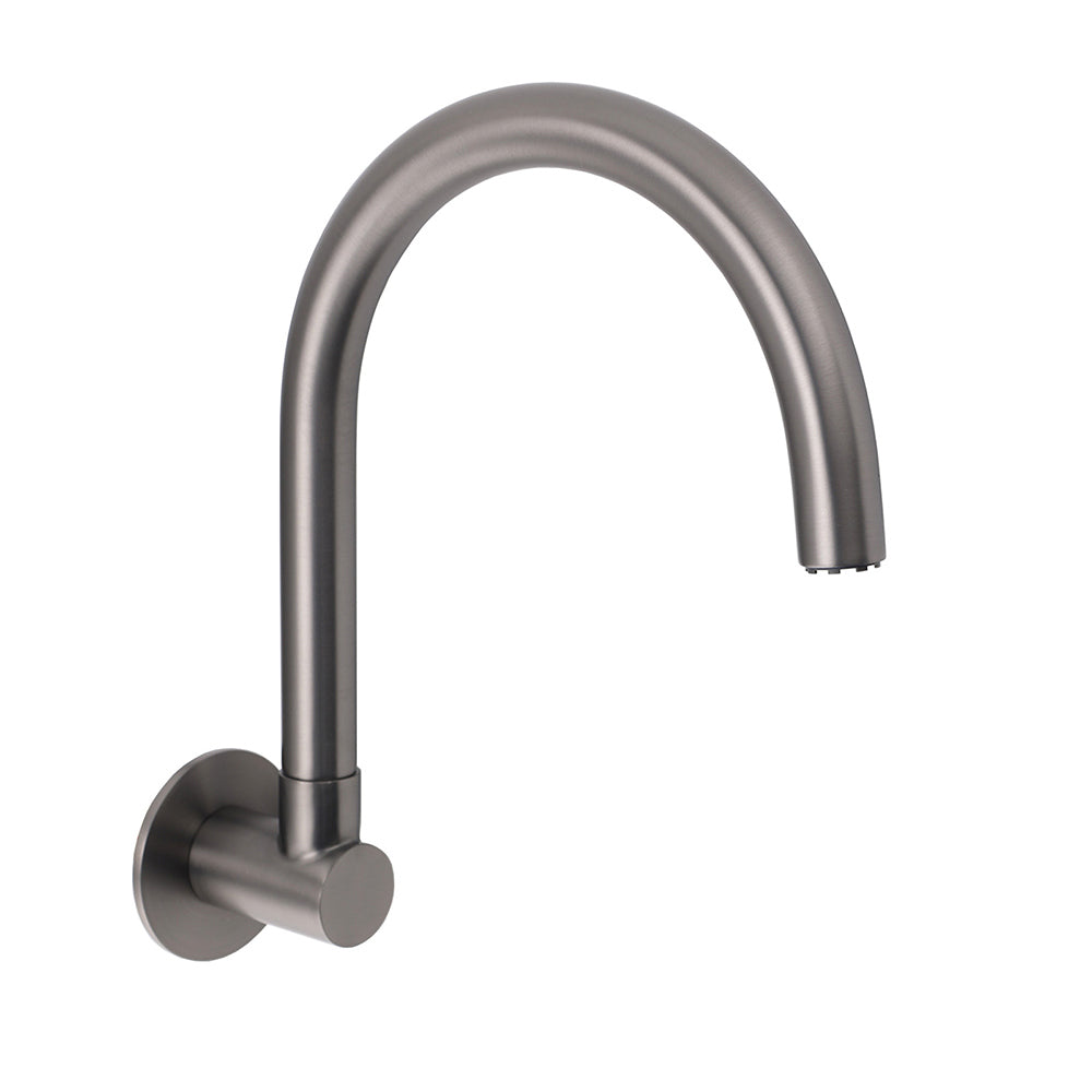 Gun Metal Bathroom Tub Filler Round Gooseneck Arm Faucet Water Outlet Wall Spout V1233-SP913GM