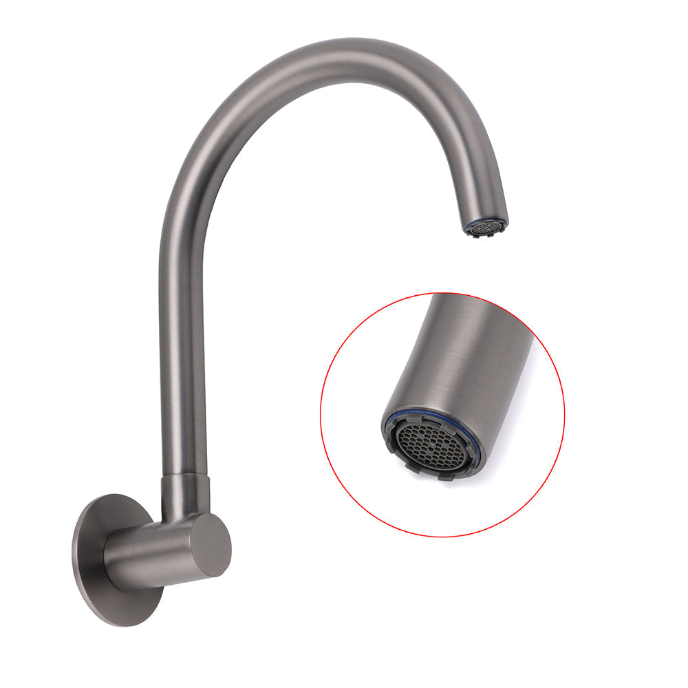 Gun Metal Bathroom Tub Filler Round Gooseneck Arm Faucet Water Outlet Wall Spout V1233-SP913GM