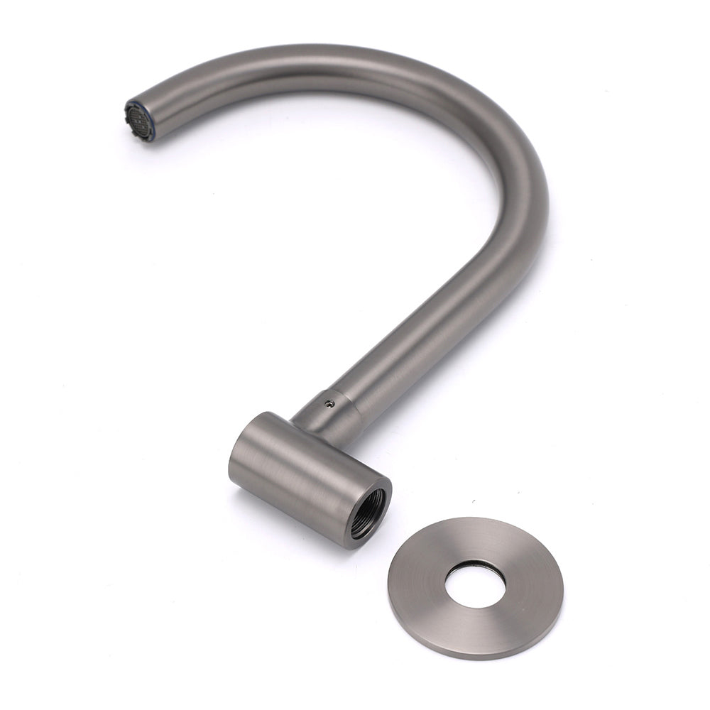Gun Metal Bathroom Tub Filler Round Gooseneck Arm Faucet Water Outlet Wall Spout V1233-SP913GM