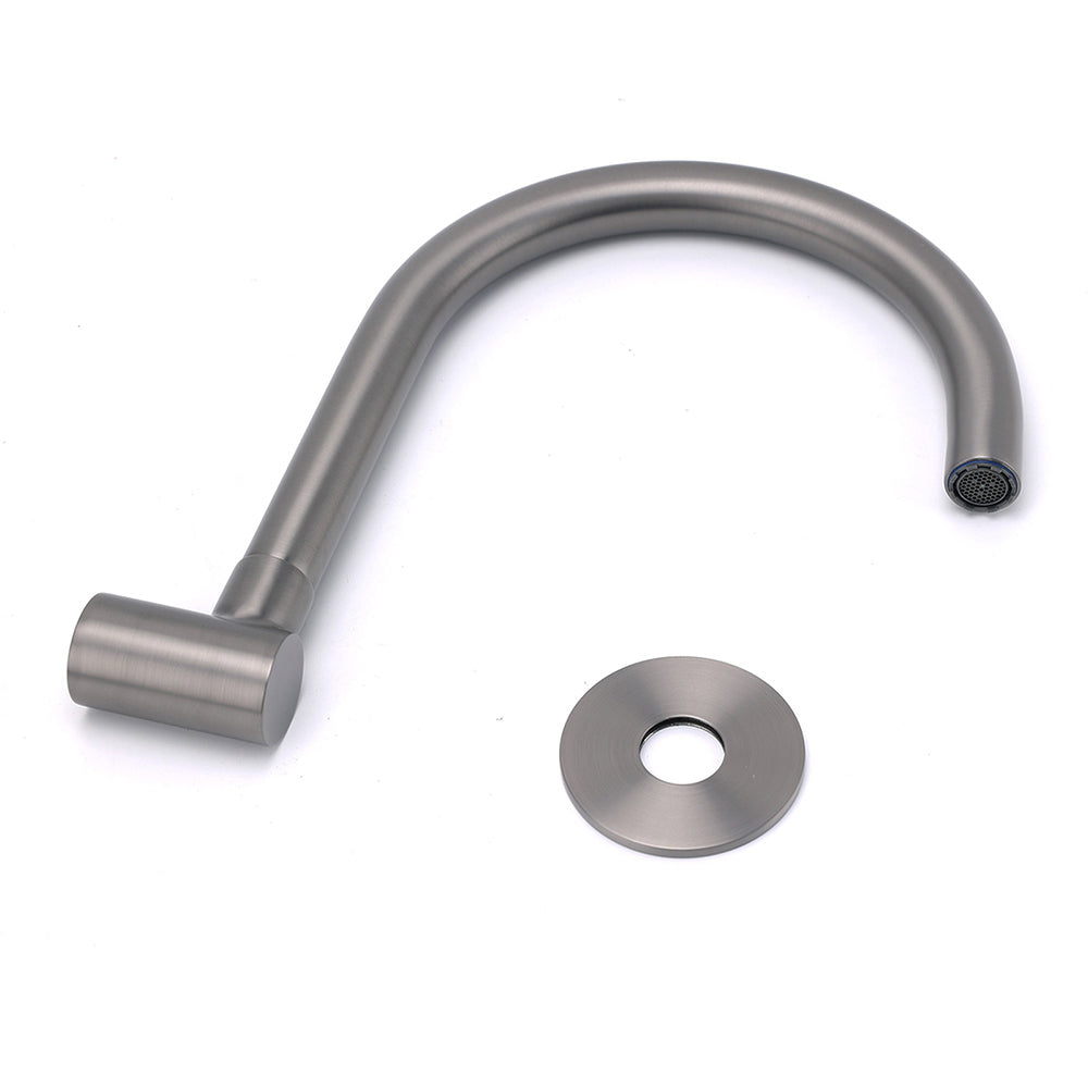 Gun Metal Bathroom Tub Filler Round Gooseneck Arm Faucet Water Outlet Wall Spout V1233-SP913GM
