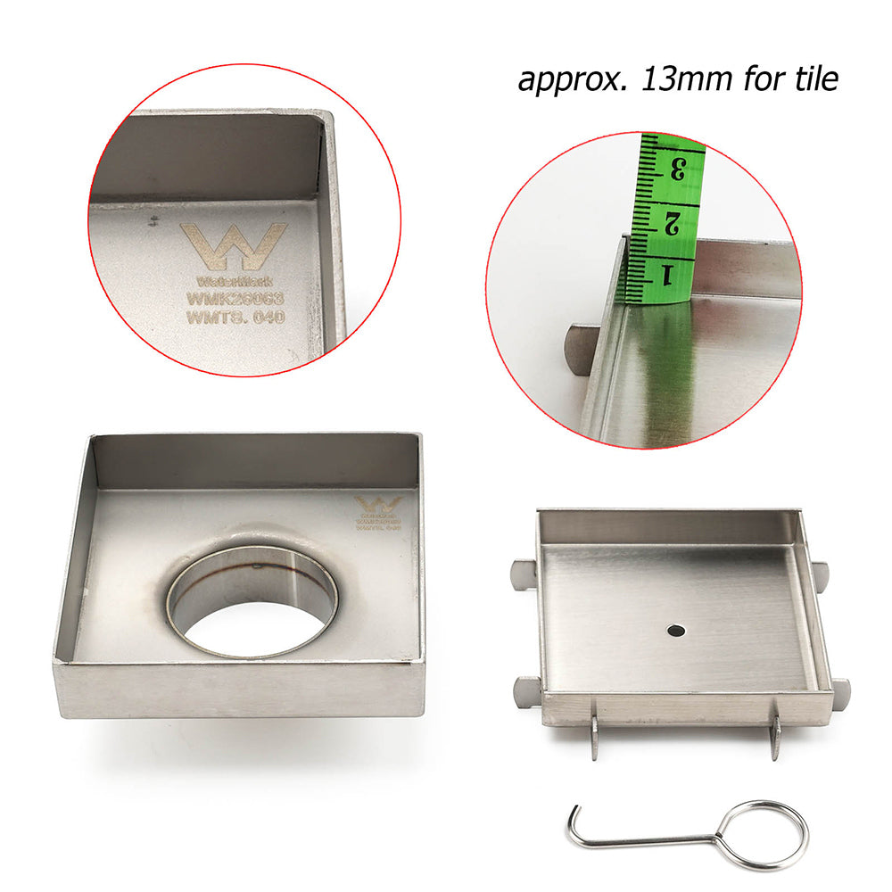 Stainless Steel 100mm Square Tile Insert Shower Grate Floor Drain 50mm Outlet V1233-SQTI0100D50