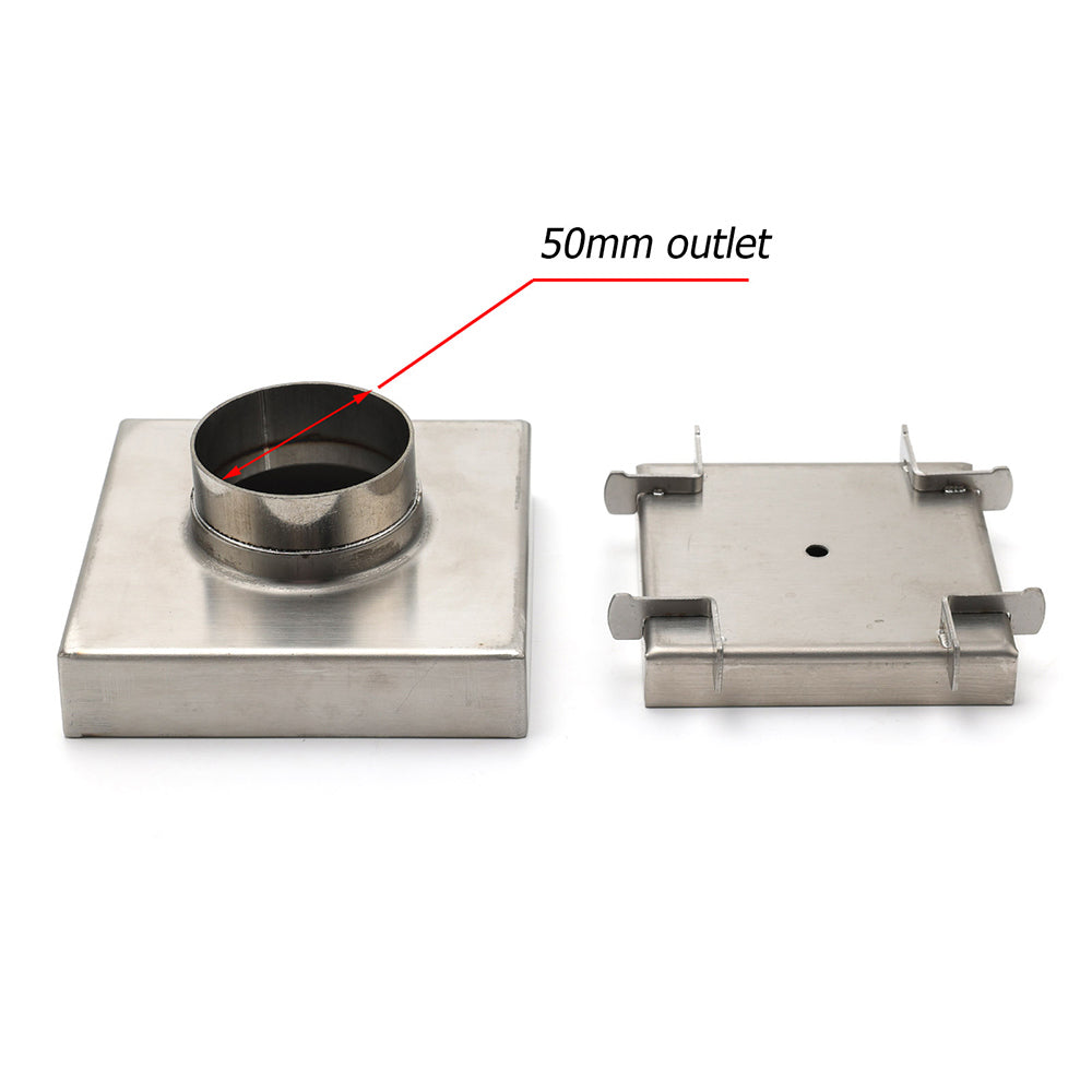 Stainless Steel 100mm Square Tile Insert Shower Grate Floor Drain 50mm Outlet V1233-SQTI0100D50