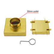 Brushed Gold 100mm Square Tile Insert Floor Drain Tiny Shower Grate 50mm Waste V1233-SQTI0100D50G