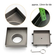 Gun Metal 100mm Square Tile Insert Floor Drain Small Shower Grate 50mm Waste Set V1233-SQTI0100D50GM