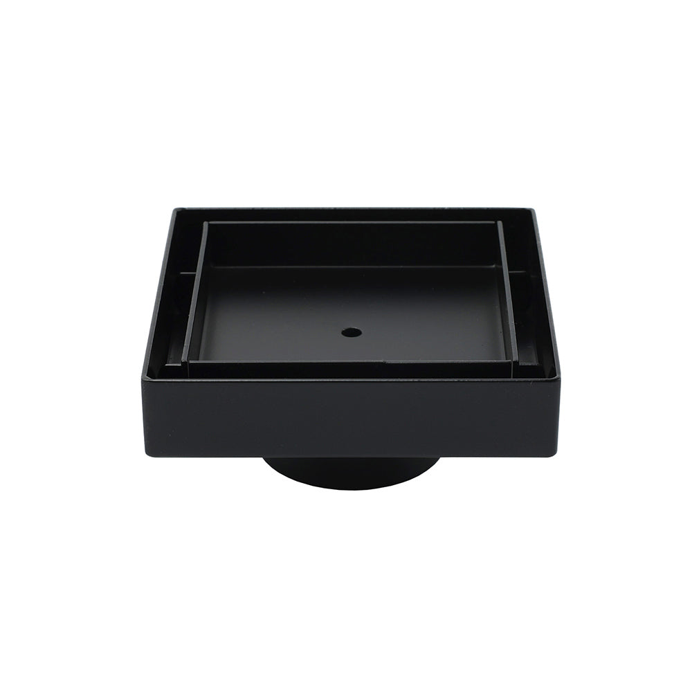WaterMark Matt Black 100x100mm Square Tile Insert Shower Grate Floor Drain 50mm Waste V1233-SQTI0100D50P