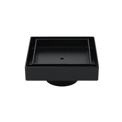 WaterMark Matt Black 100x100mm Square Tile Insert Shower Grate Floor Drain 50mm Waste V1233-SQTI0100D50P