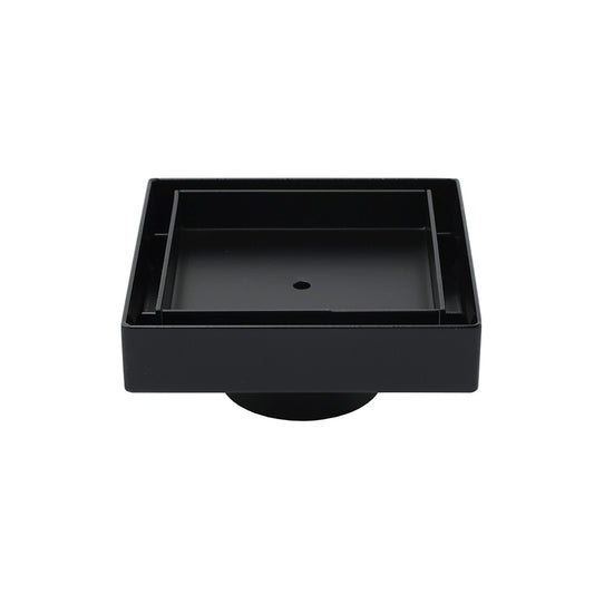 WaterMark Matt Black 100x100mm Square Tile Insert Shower Grate Floor Drain 50mm Waste V1233-SQTI0100D50P