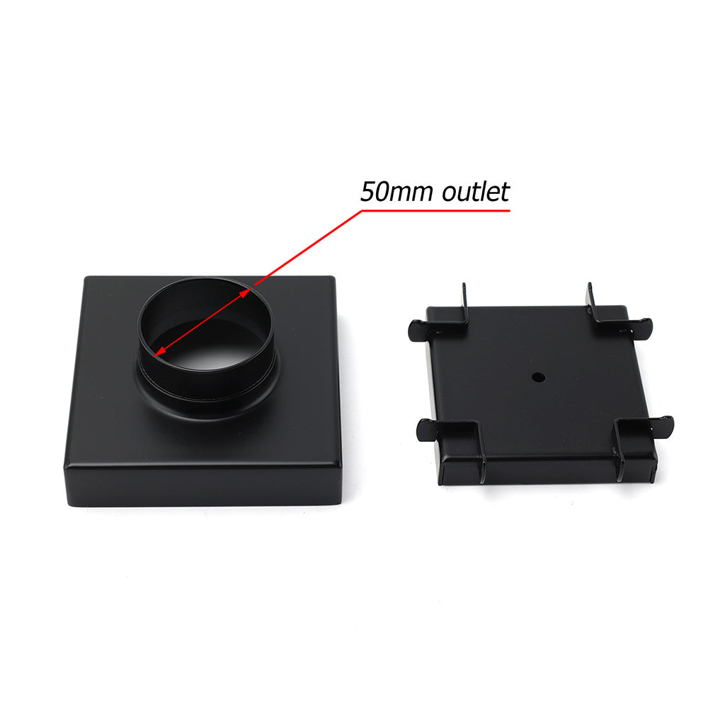 WaterMark Matt Black 100x100mm Square Tile Insert Shower Grate Floor Drain 50mm Waste V1233-SQTI0100D50P