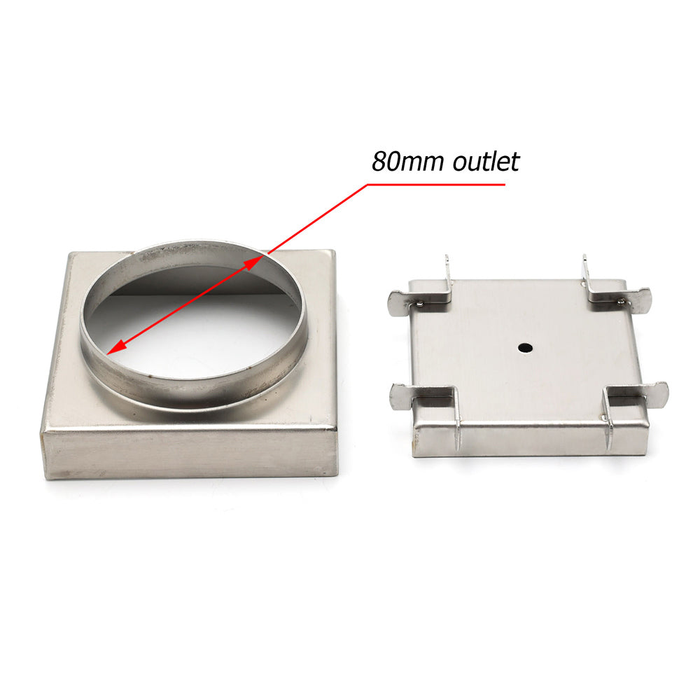WaterMark Brushed 100mm Square Tile Insert Shower Grate Floor Drain 80mm Waste V1233-SQTI0100D80