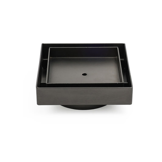 Gun Metal 100x100mm Square Tile Insert Floor Drain Small Shower Grate 80mm Waste V1233-SQTI0100D80GM
