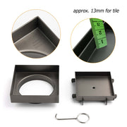 Gun Metal 100x100mm Square Tile Insert Floor Drain Small Shower Grate 80mm Waste V1233-SQTI0100D80GM