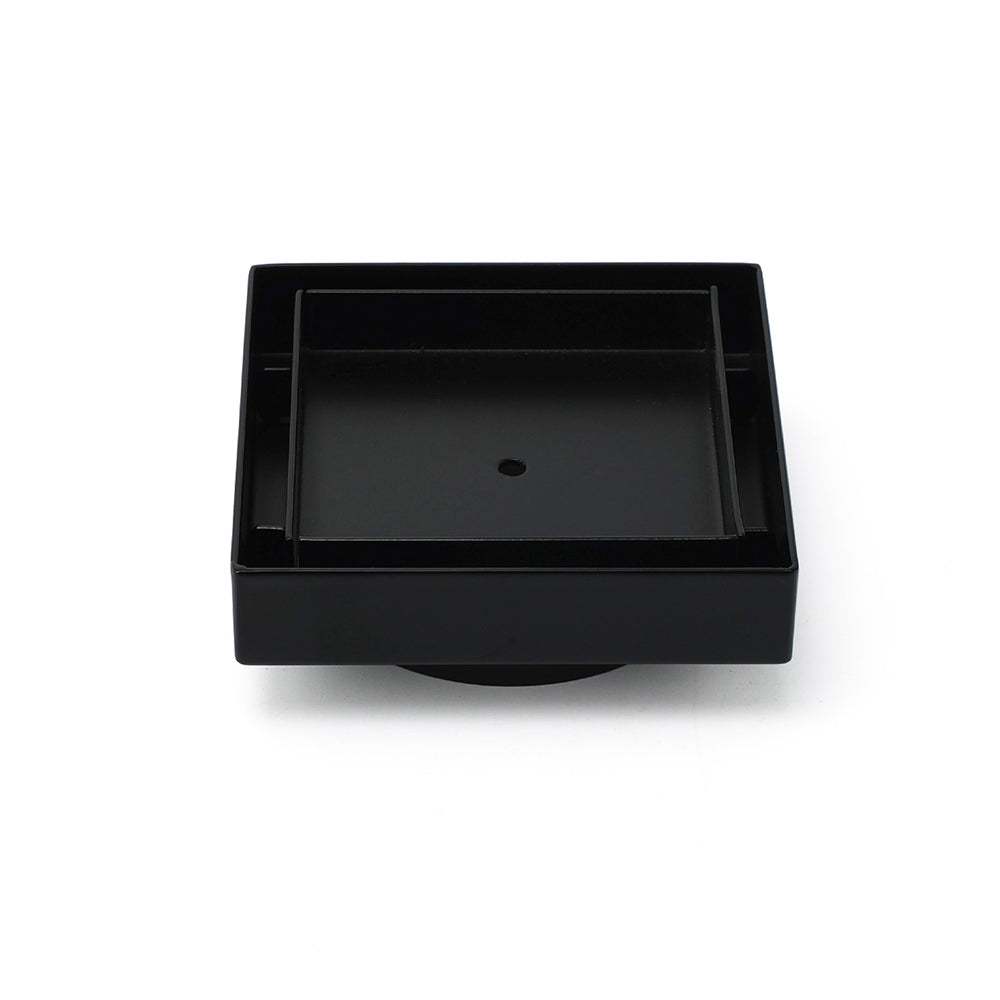 Matt Black Square 100x100mm Tile Insert Floor Drain Shower Grate 80mm Outlet Waste V1233-SQTI0100D80P