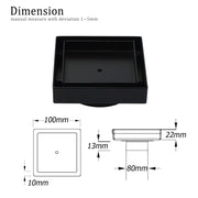 Matt Black Square 100x100mm Tile Insert Floor Drain Shower Grate 80mm Outlet Waste V1233-SQTI0100D80P