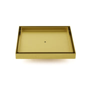 Brushed Gold Large 200mm Tile Insert Floor Drain Shower Grate 50mm Waste Outet V1233-SQTI01200D50BG