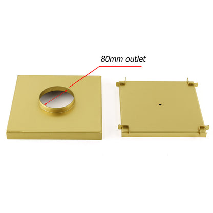 Brushed Gold Large 200mm Tile Insert Bathroom Floor Drain Grate 80mm Waste Outet V1233-SQTI01200D80BG